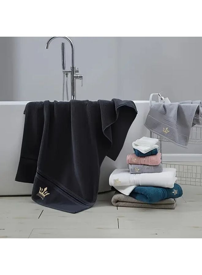 Pink 6pcs Cotton Towel Set With Crown Embroidery For Bath Hand And Square - Image 4
